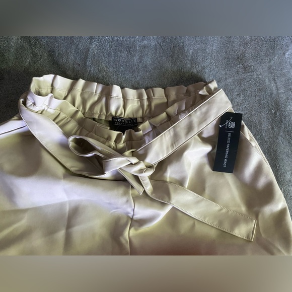 BAGATELLE COLLECTION Bone Paperbag Waist Pants Sz L - Picture 4 of 13